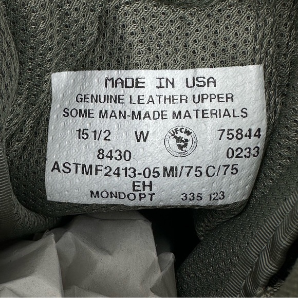 NWOT Mondo PT Sage Green Steel Toe Vibram Combat Boots UFCW 8430 - Size 15.5 - Picture 14 of 14